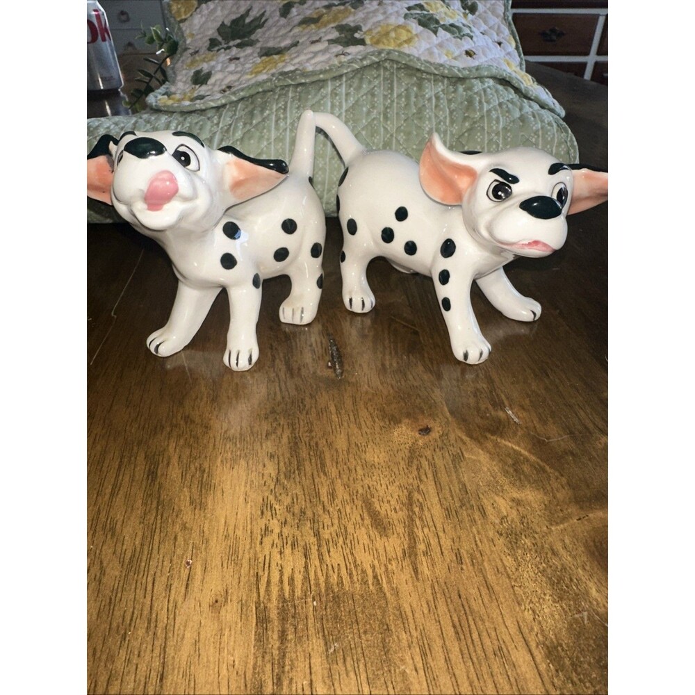Vintage Disney 101 Dalmatians Ceramic Figurines Japan Enesco Patch Rolly Pair
